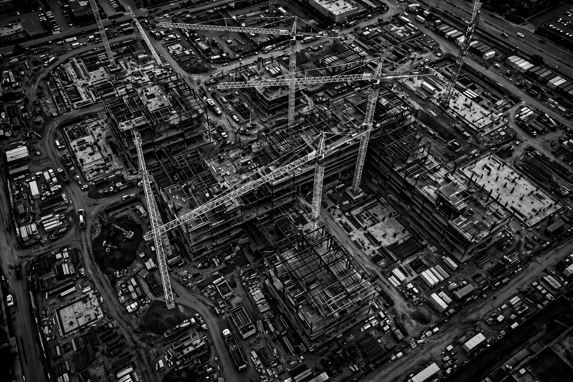 Aerial view of an active construction site